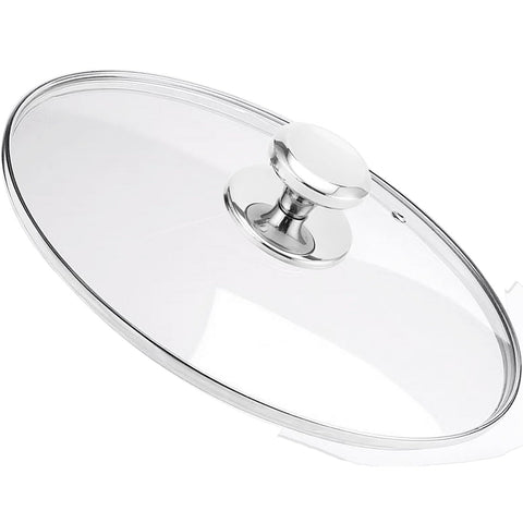 Feipone 8 inch glass lid with stainless rim for snug fit and quick monitoring