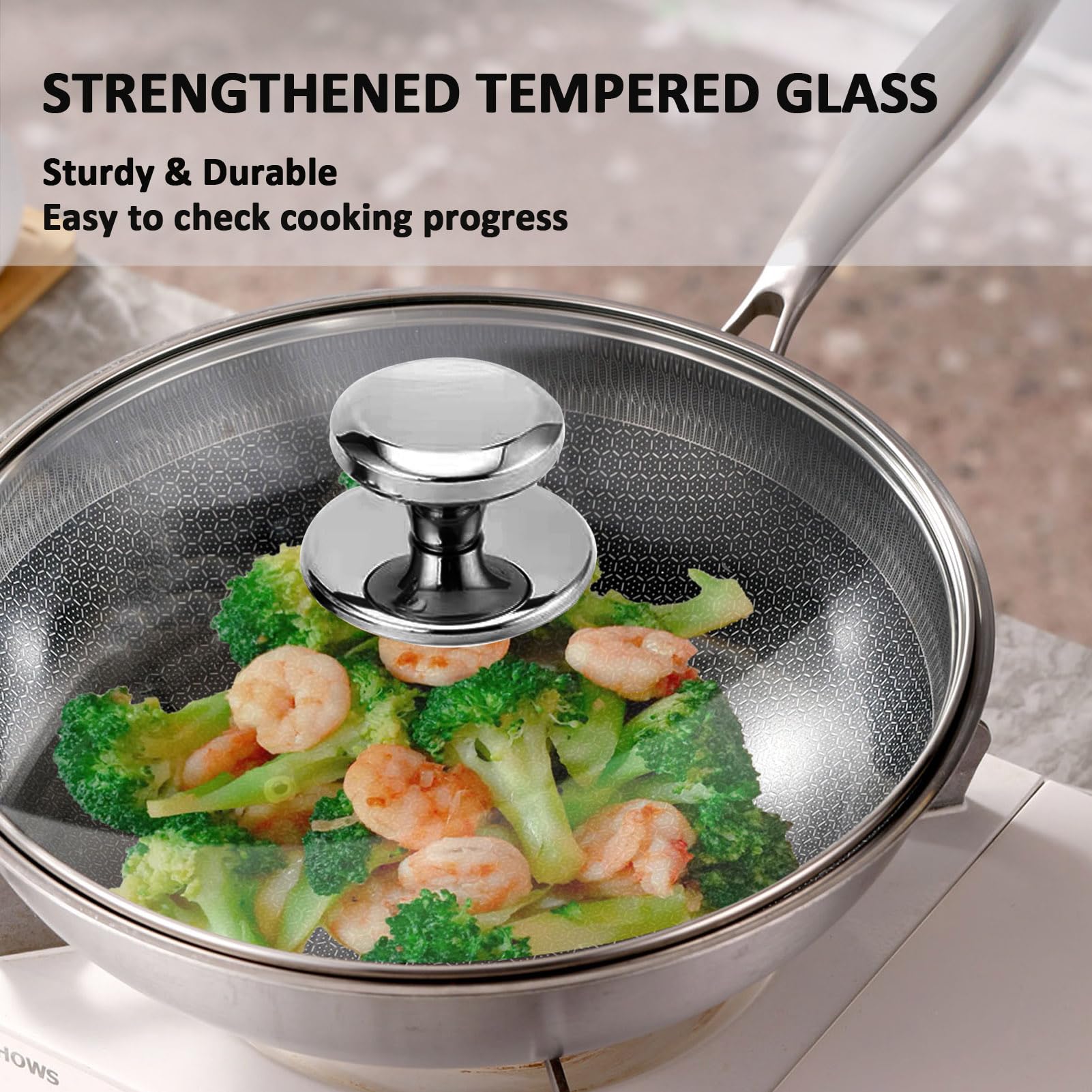 Feipone 9.5 inch lid with vent hole for controlled steam release