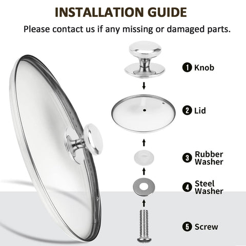 Feipone glass lid with stainless rim and handle for durable cookware