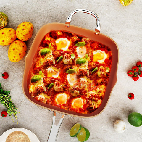 FeLamp FELAMP pan is oven-safe up to 500°F for finishing dishes.