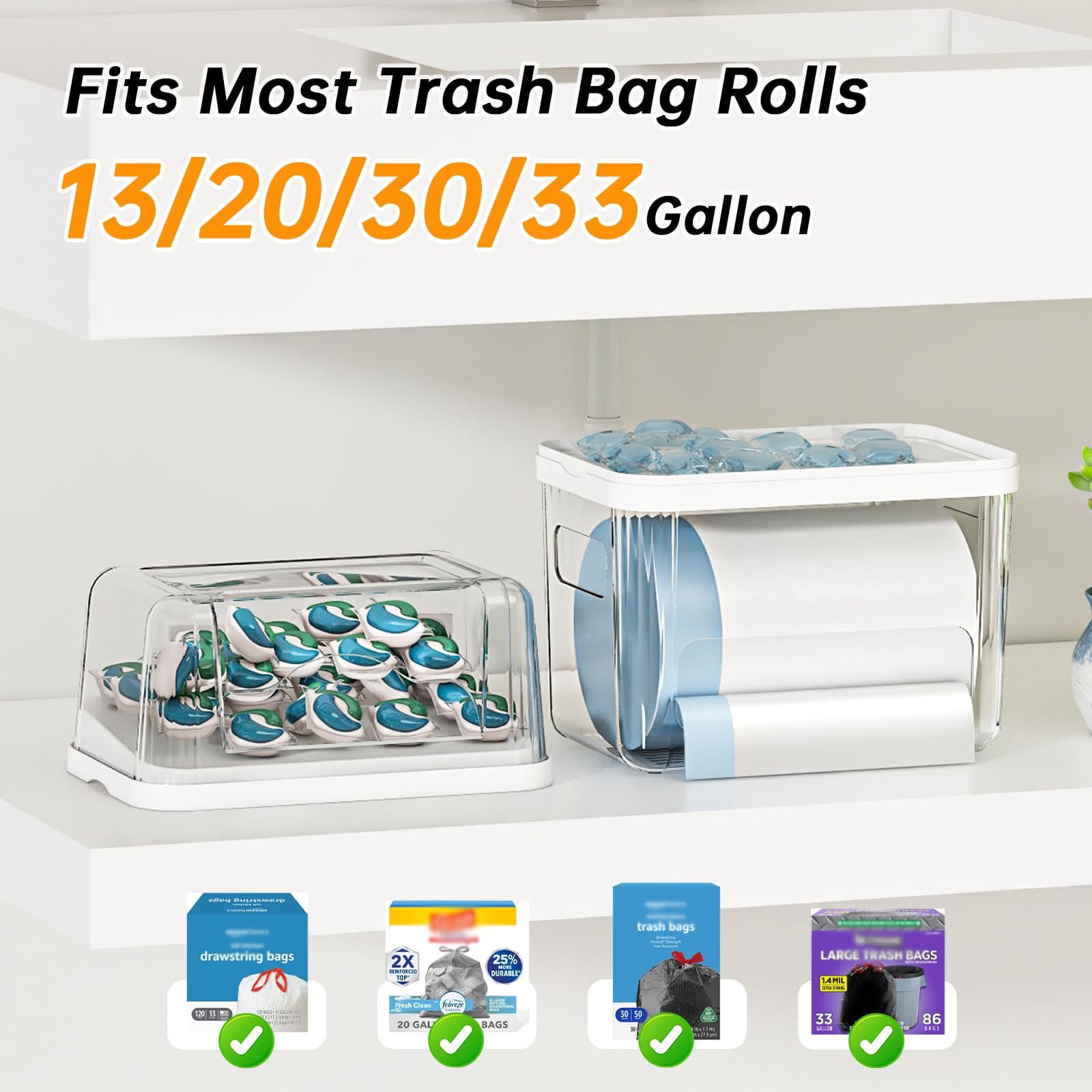 FELIZHOUSE 2-in-1 dishwasher pods container with removable lids for hygiene