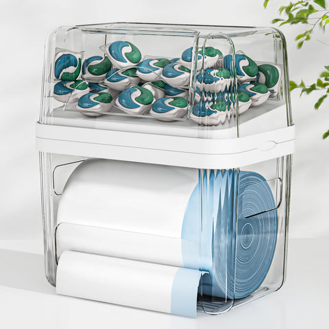 FELIZHOUSE 2-in-1 trash bag holder under-sink front view for quick bag access