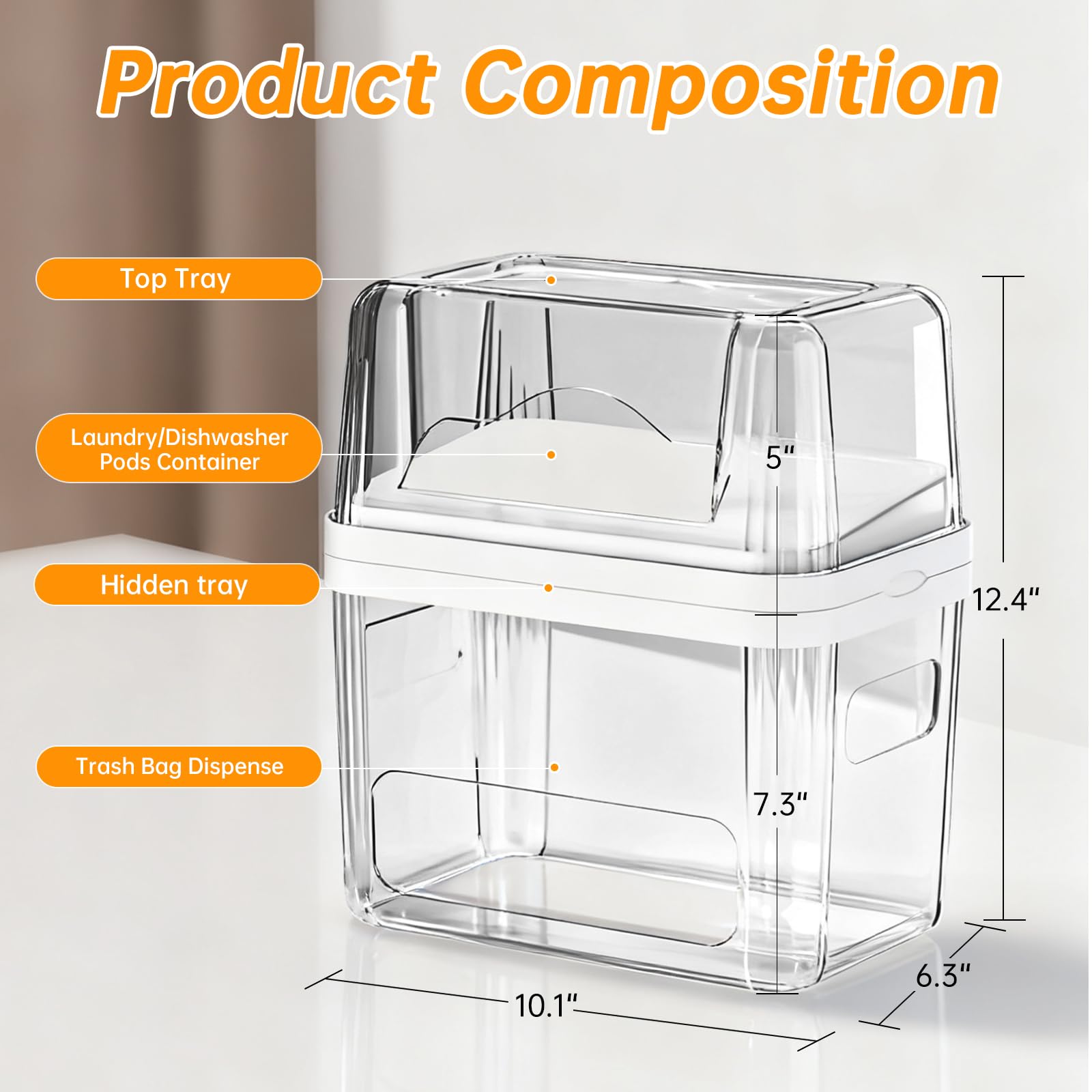 FELIZHOUSE 2-in-1 trash bag holder under-sink side view showing compact design