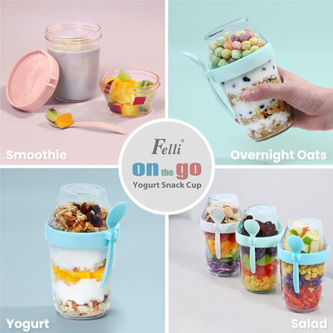 Felli clip-up spoon stores inside for mess-free snacking