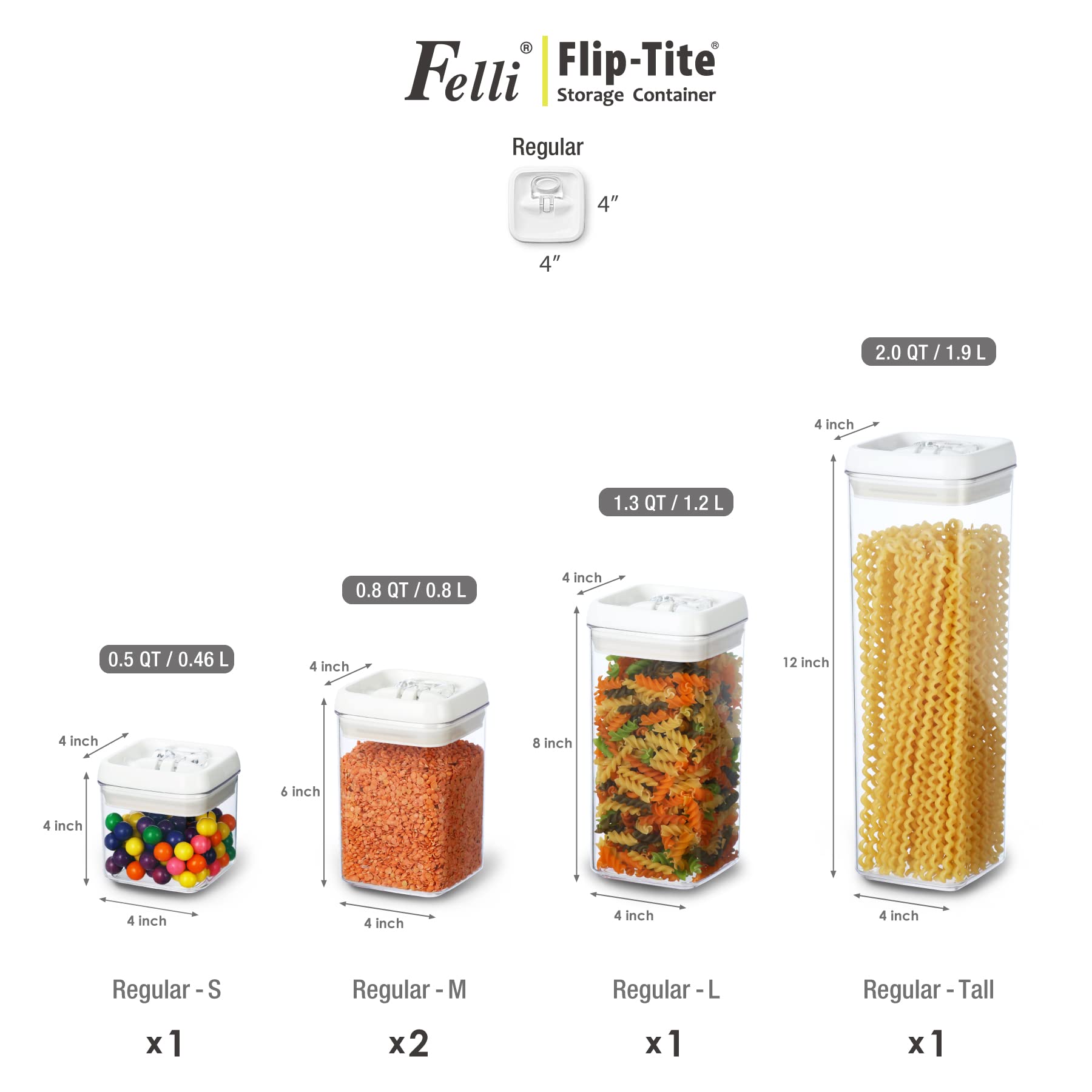 Felli Flip-Tite 4in Regular S compact jar for snacks.