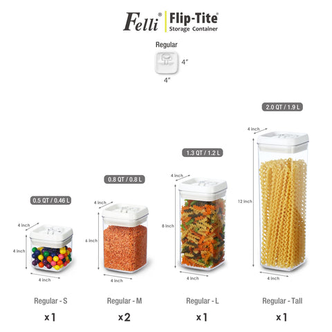 Felli Flip-Tite 4in Regular S compact jar for snacks.