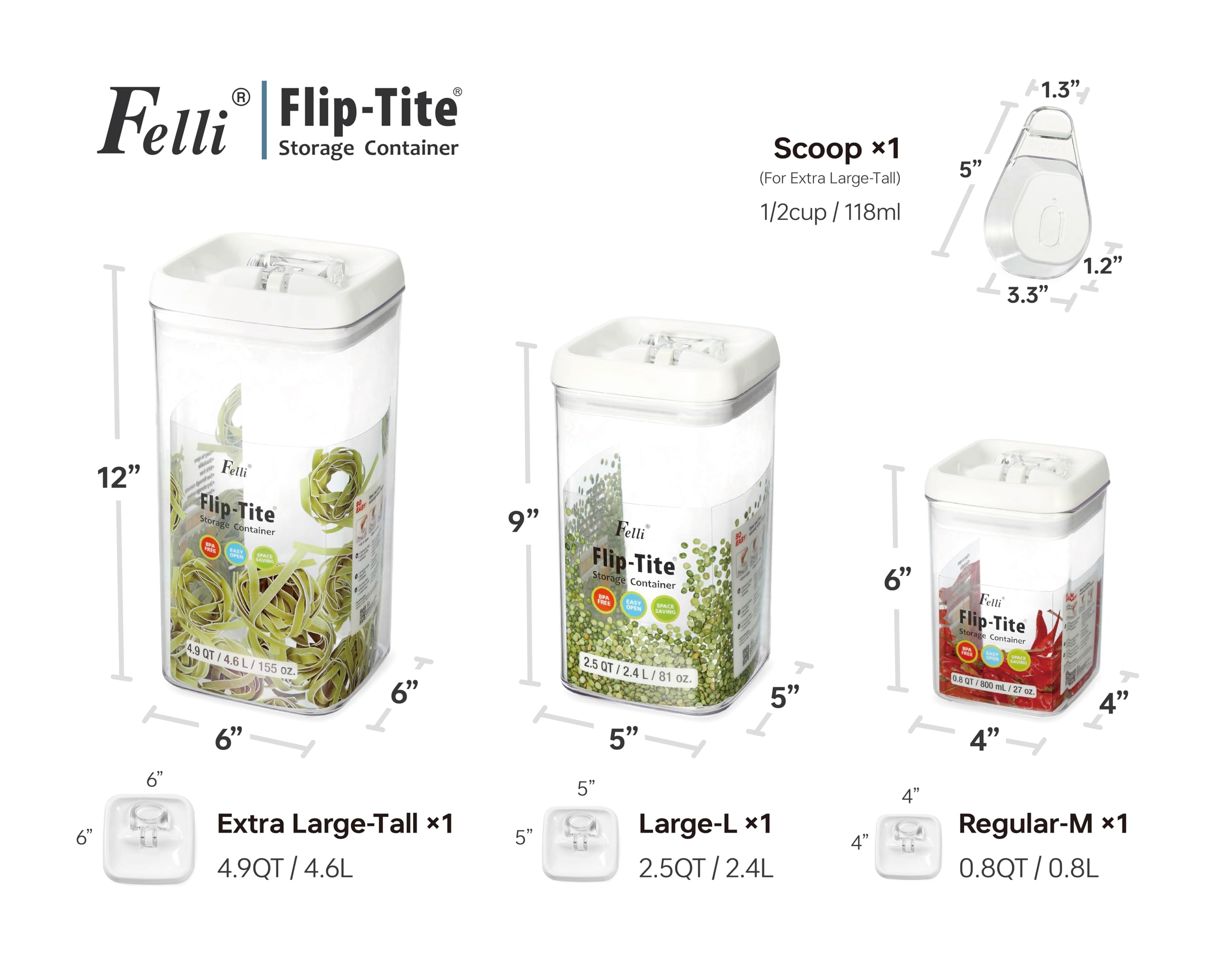 Felli Flip-Tite airtight lid illustrating one-handed operation