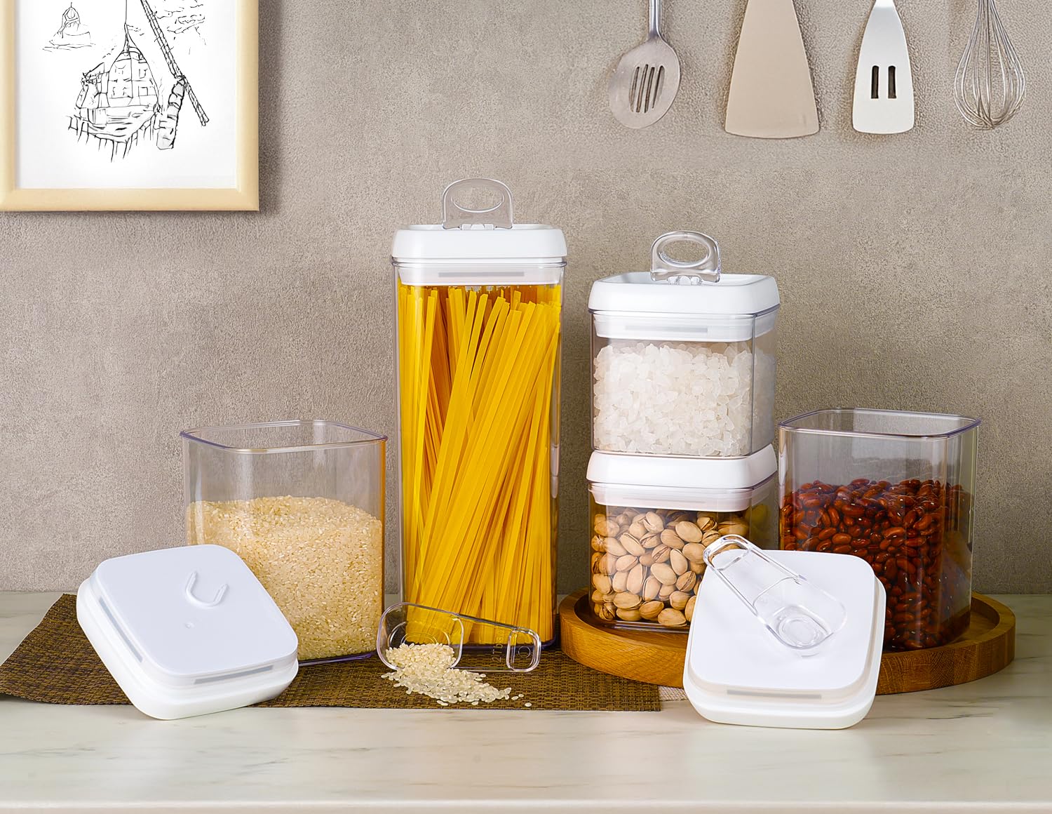 Felli Flip-Tite containers shown in fridge and cabinet for versatile storage.