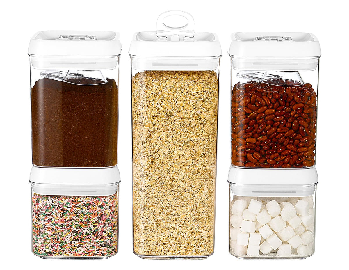 Felli Flip Tite large container set shows bulk storage capacity with clear lids.