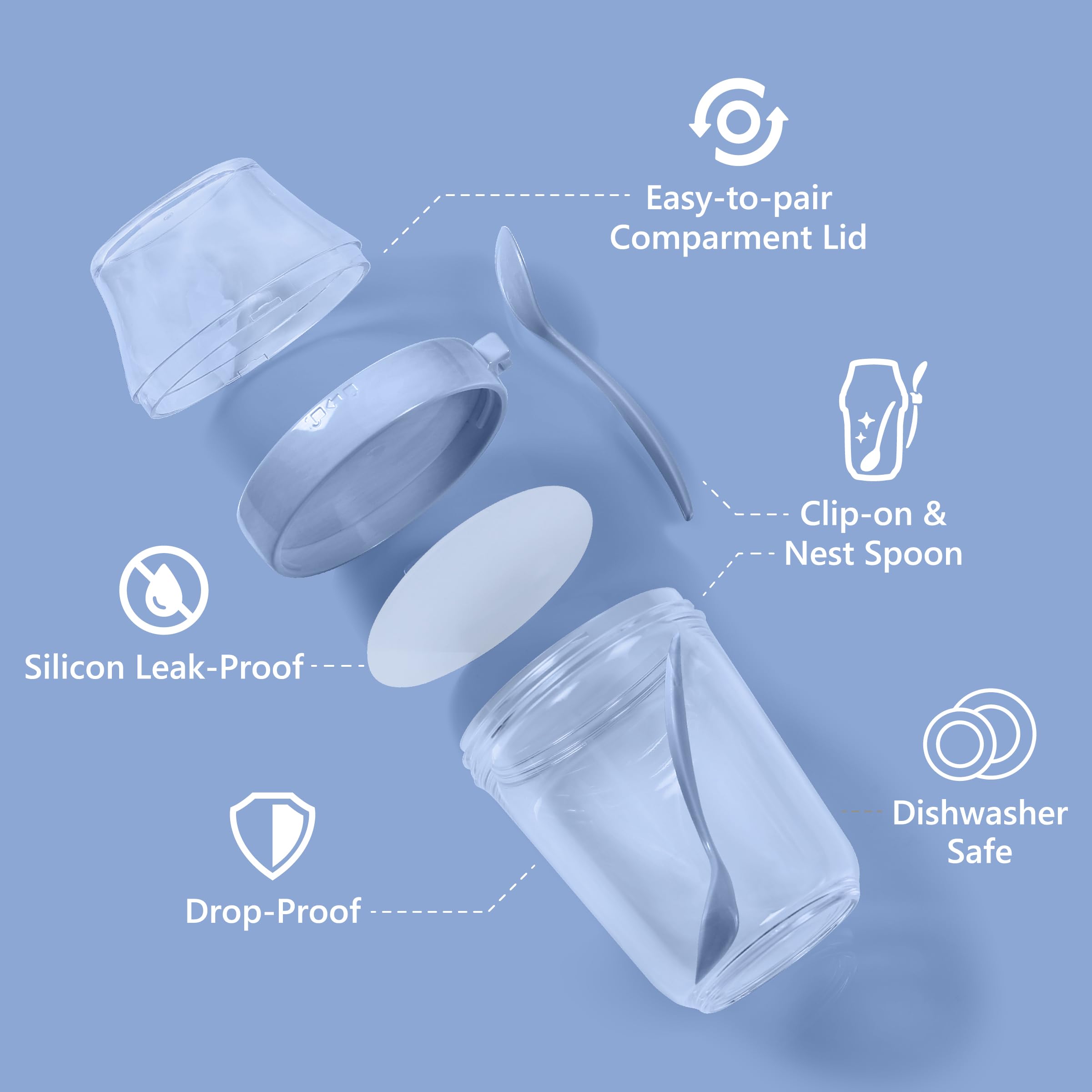 Felli cup with separate topping compartment keeps fruits crisp