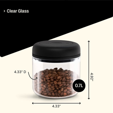 Fellow Atmos coffee beans inside show 0.7L capacity for everyday use.