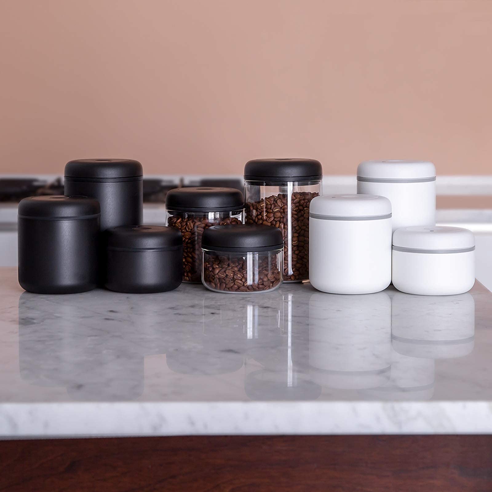 Matte black Fellow Atmos complements contemporary kitchens and counters.