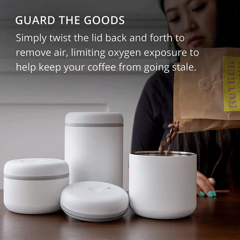 Stacked Fellow Atmos canisters demonstrating modular storage