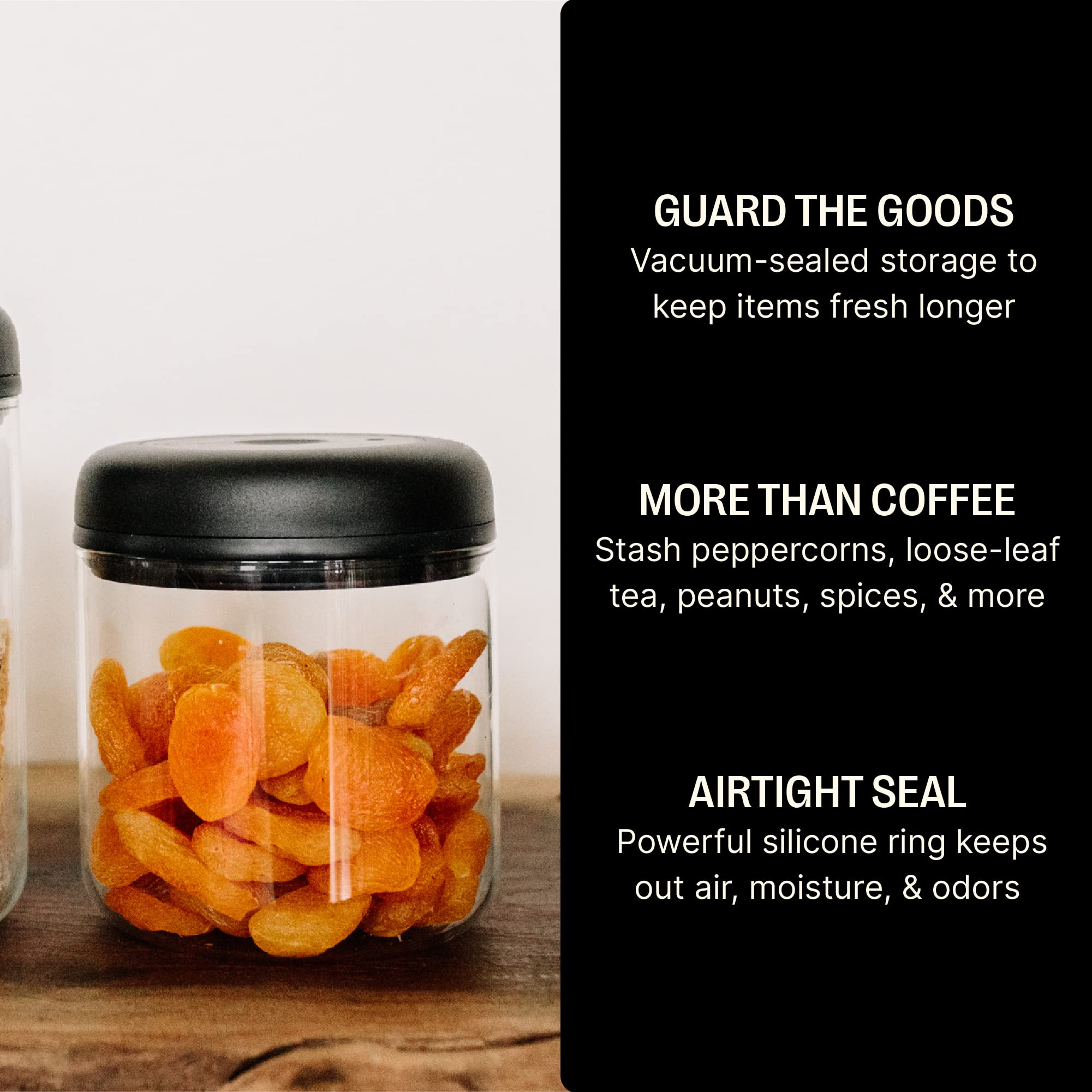Fellow Atmos glass canister top view highlights sleek, compact storage.
