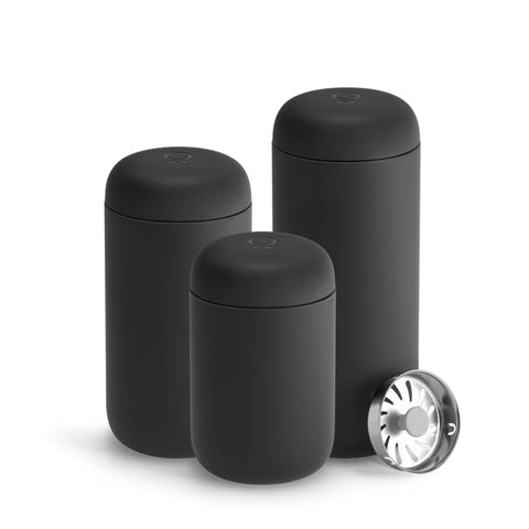 Fellow Carter Move leak-proof lid close-up demonstrates secure, mess-free travels