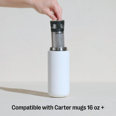 Fellow Carter vacuum-insulated mug preserves heat and chill for hours.
