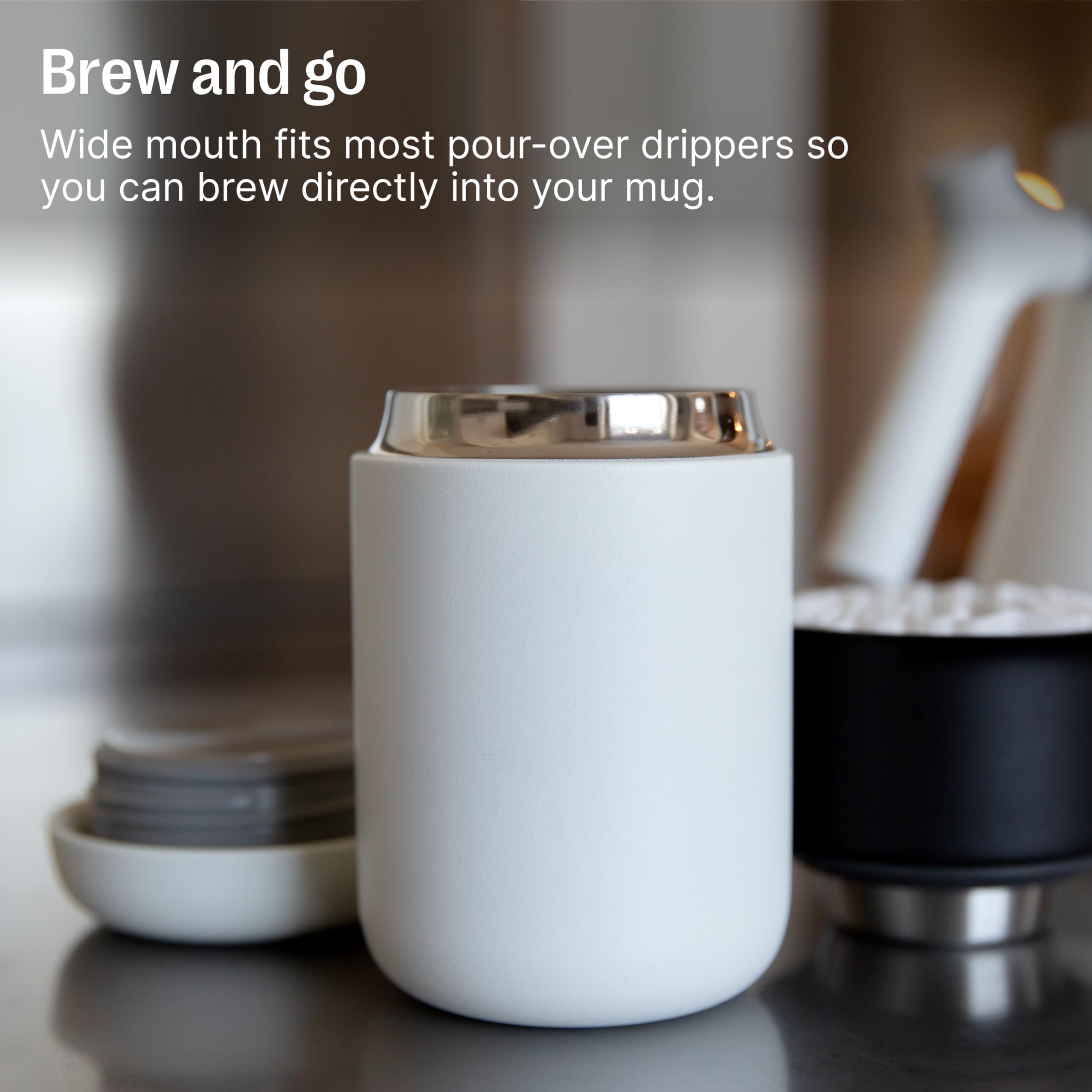 Fellow Carter wide-mouth design enhances aroma and sipping comfort.