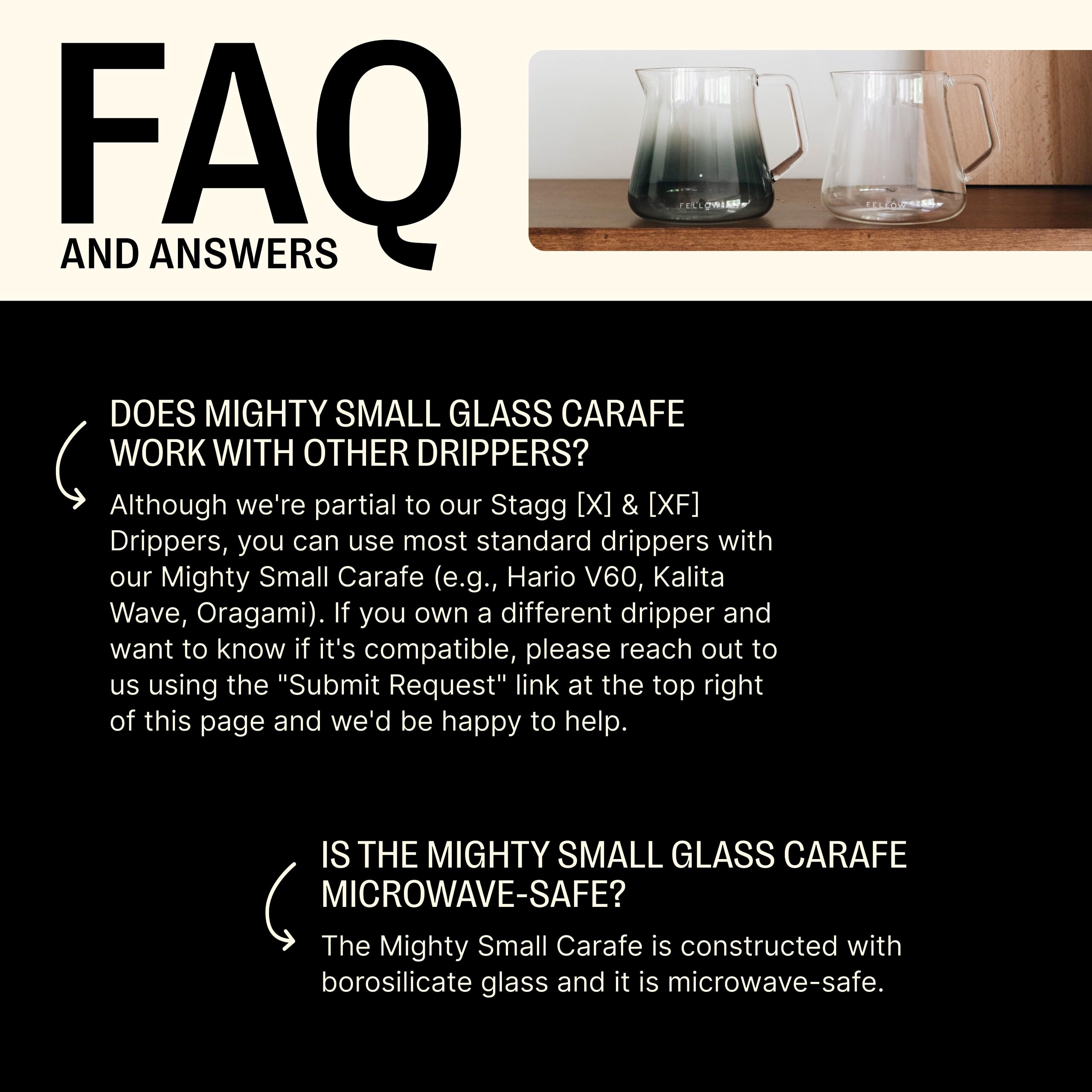 Fellow Mighty Small Glass Carafe, hand-blown borosilicate glass, durable and clear