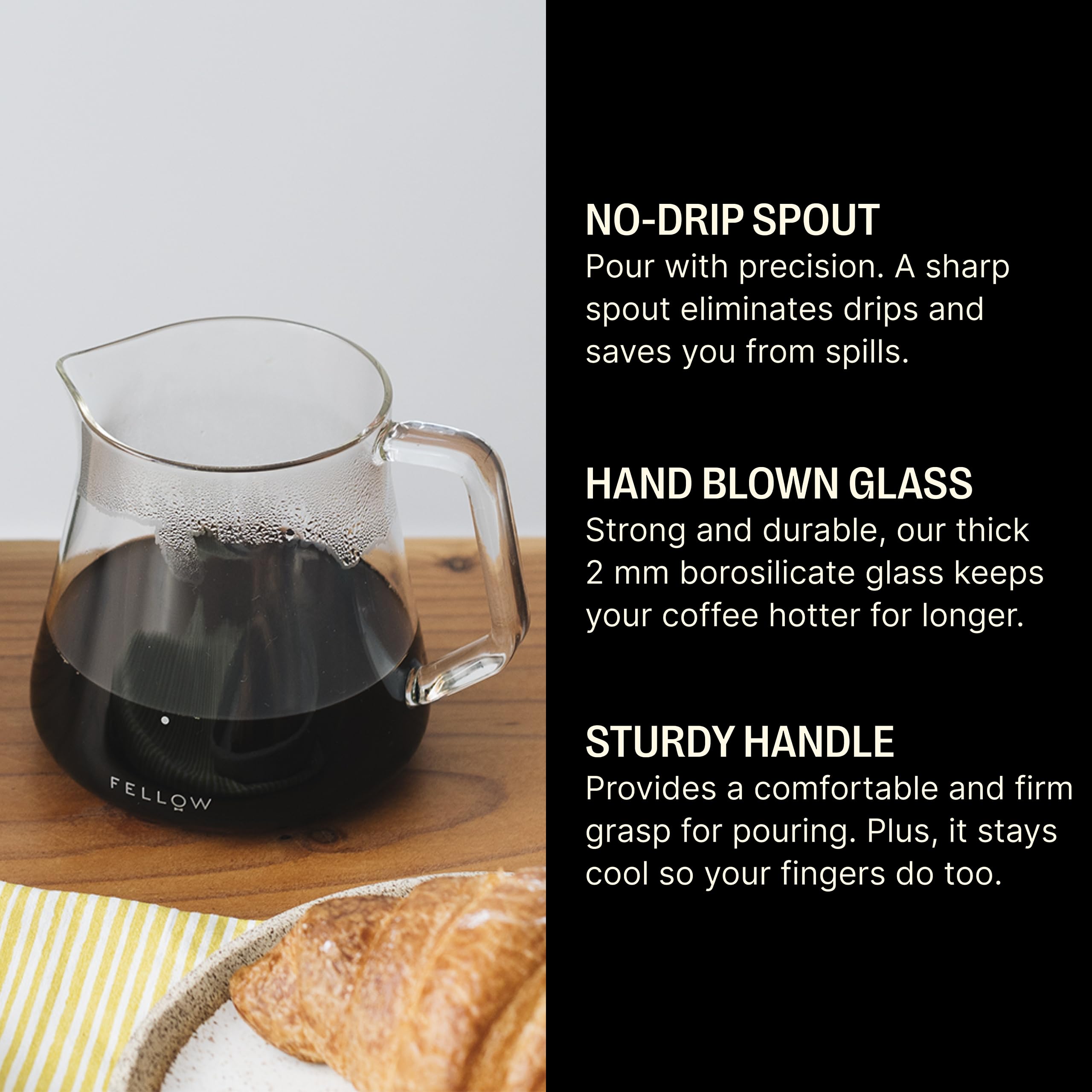 Fellow Mighty Small Glass Carafe used for tea steeping with aroma