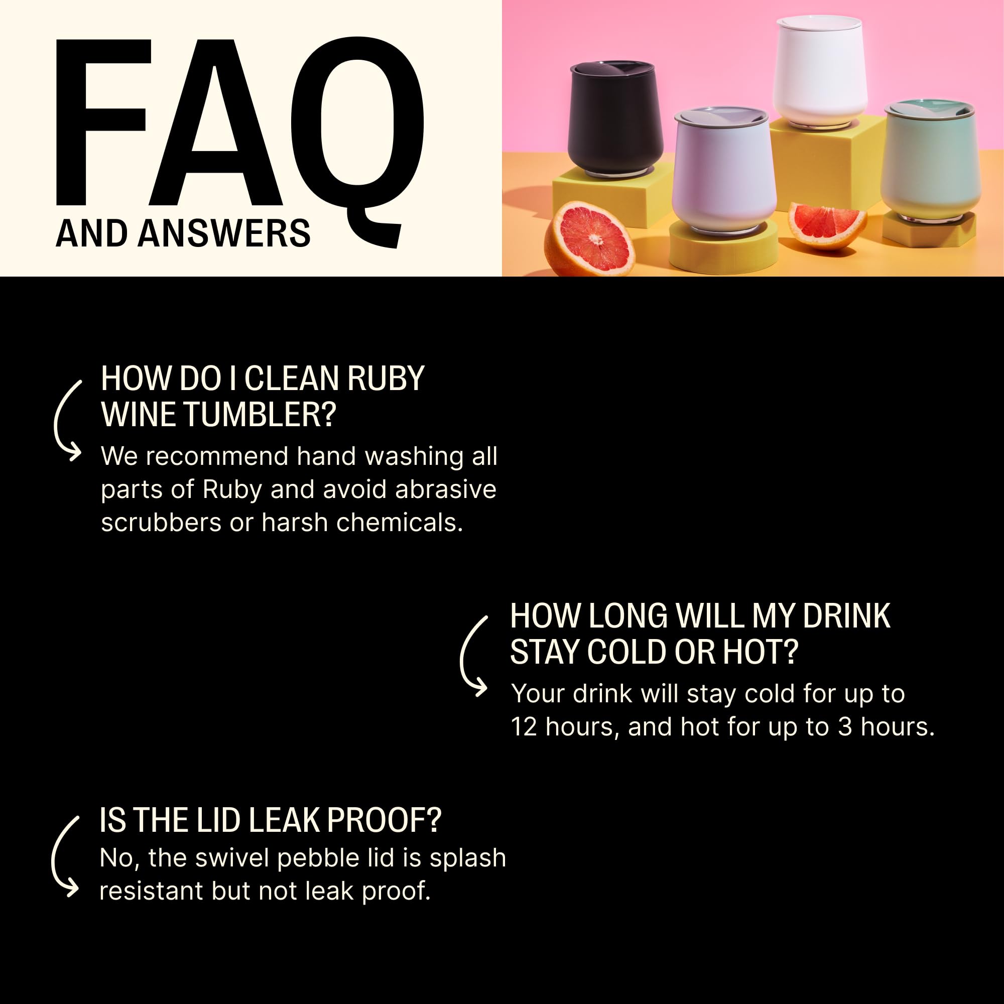 Fellow Ruby tumbler swivel lid prevents splashes during travel