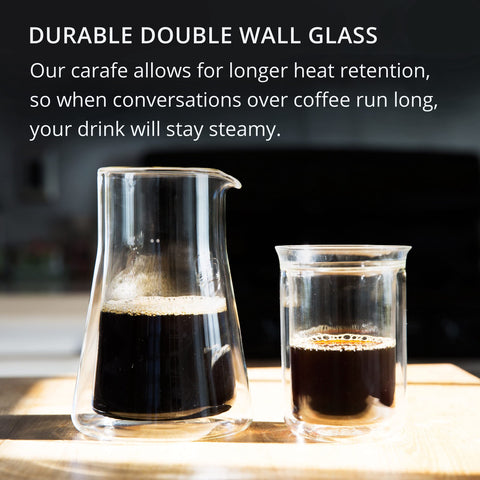 Fellow Stagg hand-blown borosilicate glass for durable, heat-resistant serving.