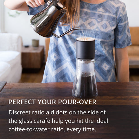 Fellow Stagg pour-dots guide accurate portion control during brewing.