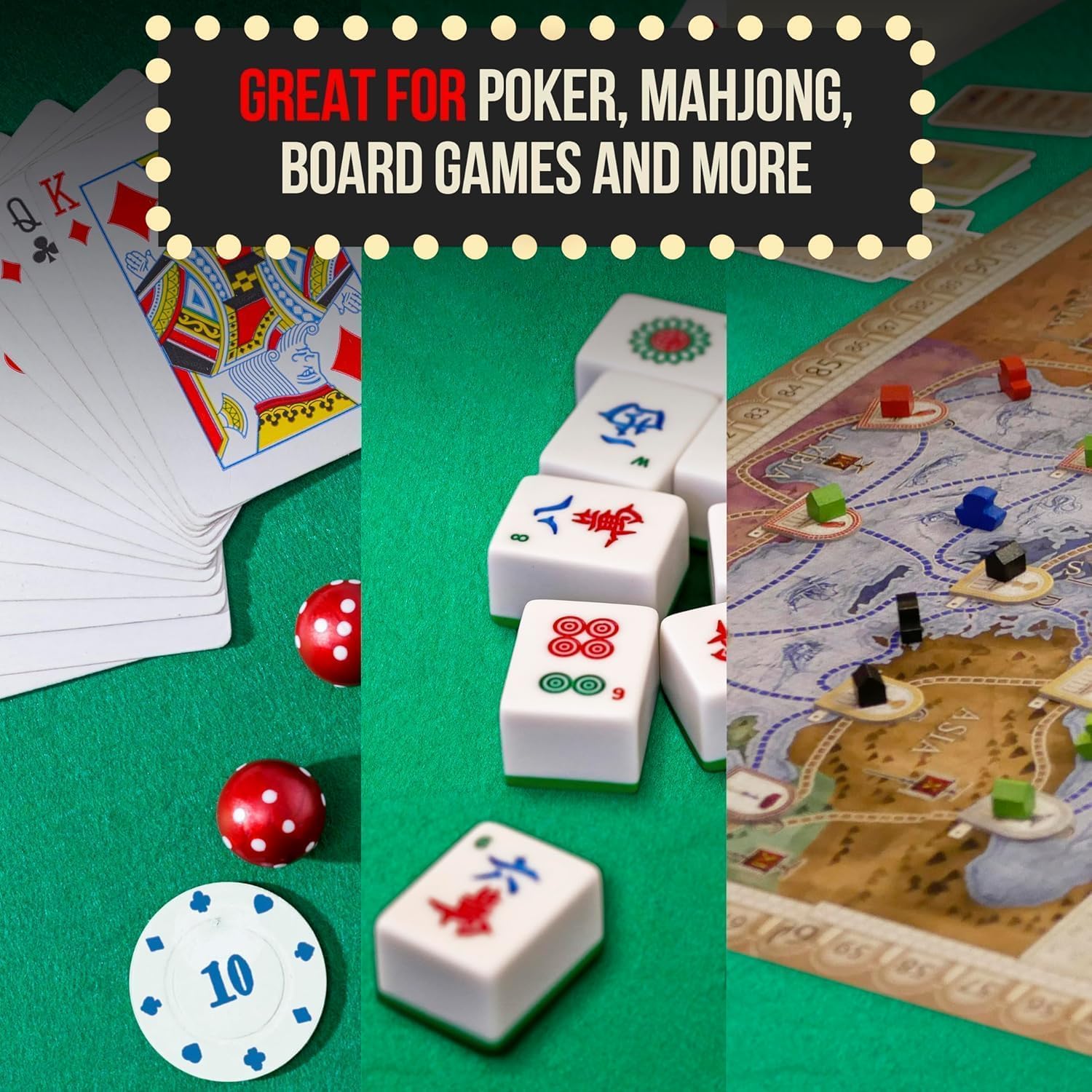 Round table game night featuring Feltectors green felt cover.