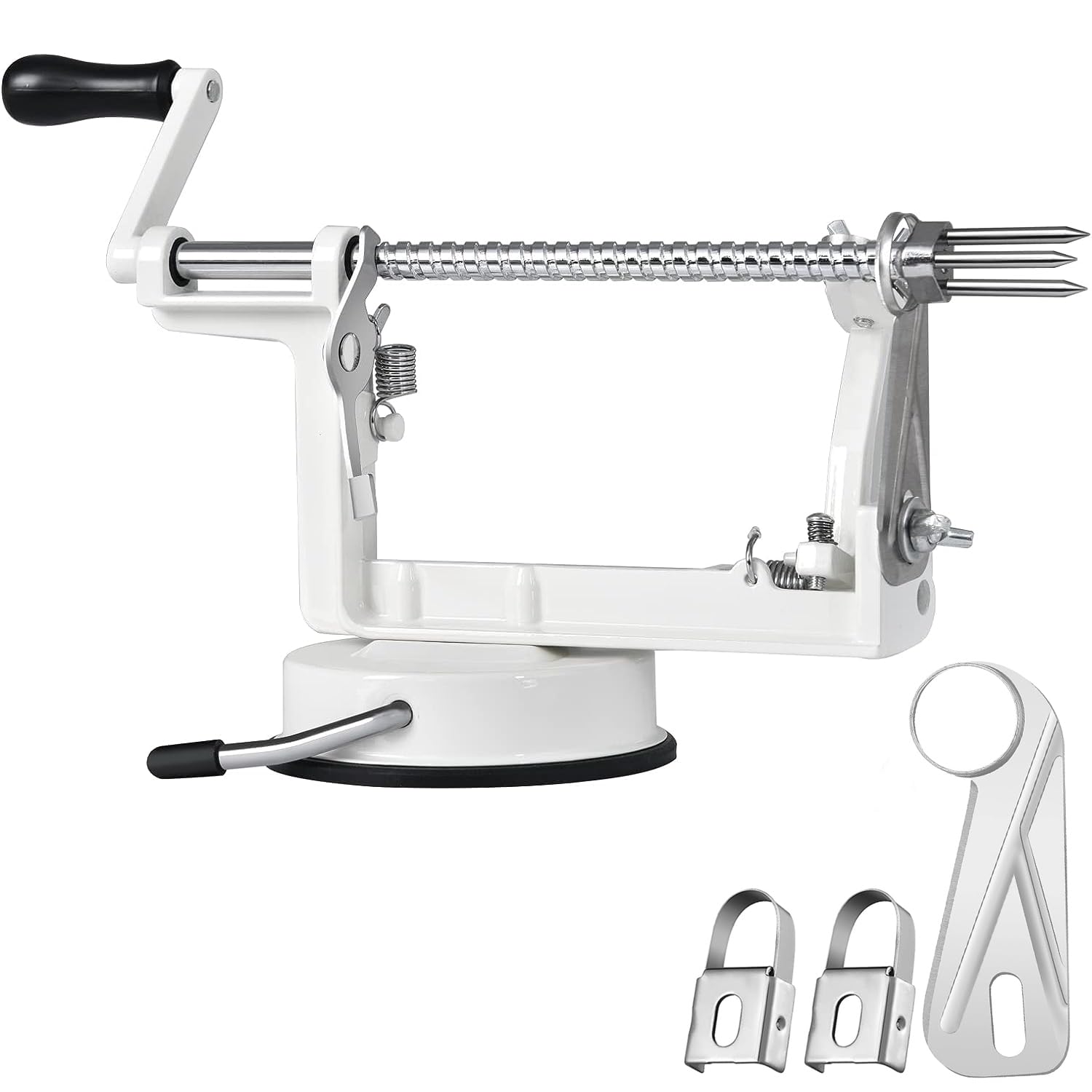 femedo apple-peeler-slicer-corer front view for quick kitchen prep.