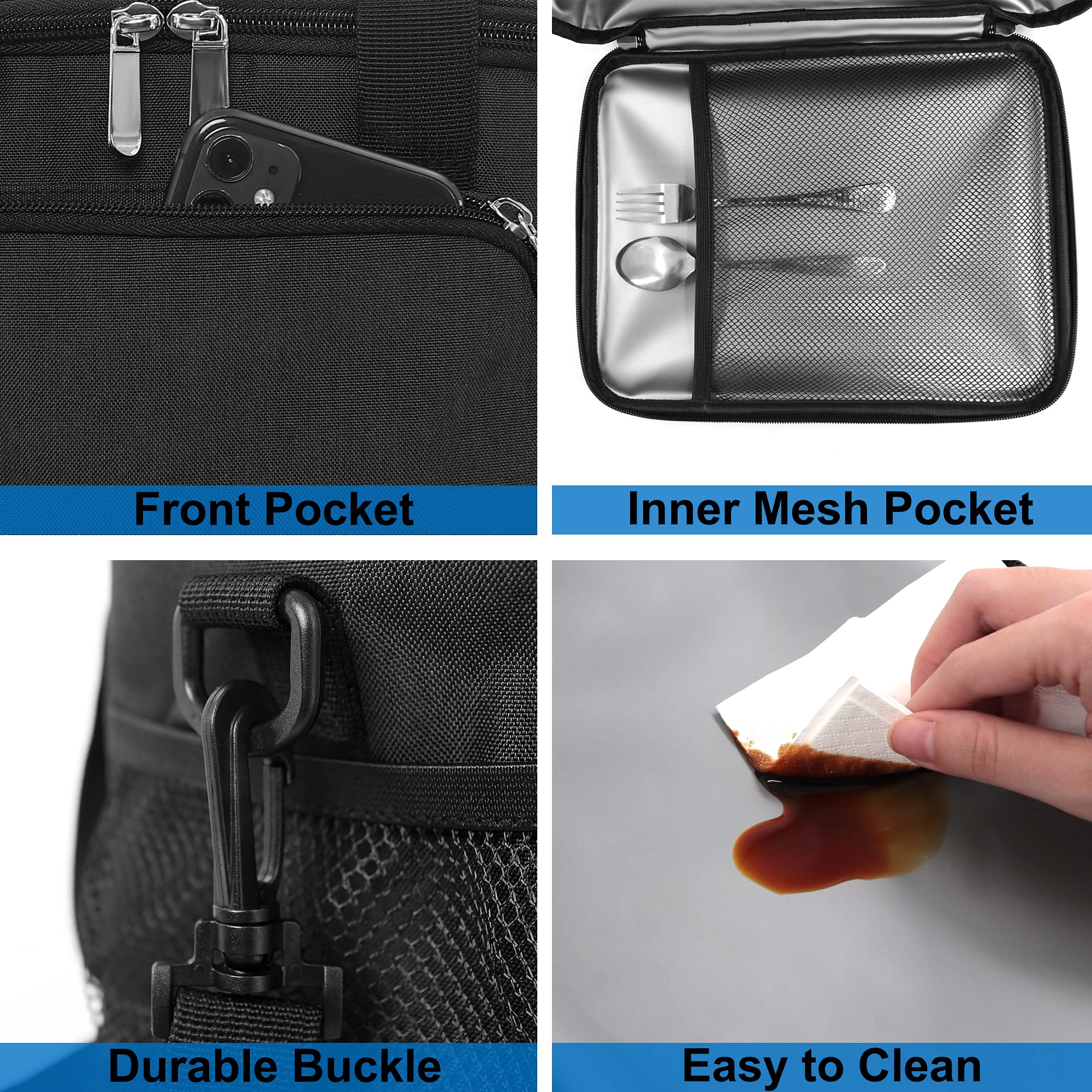 Femuar lunch bag front-pocket stores small items for quick access