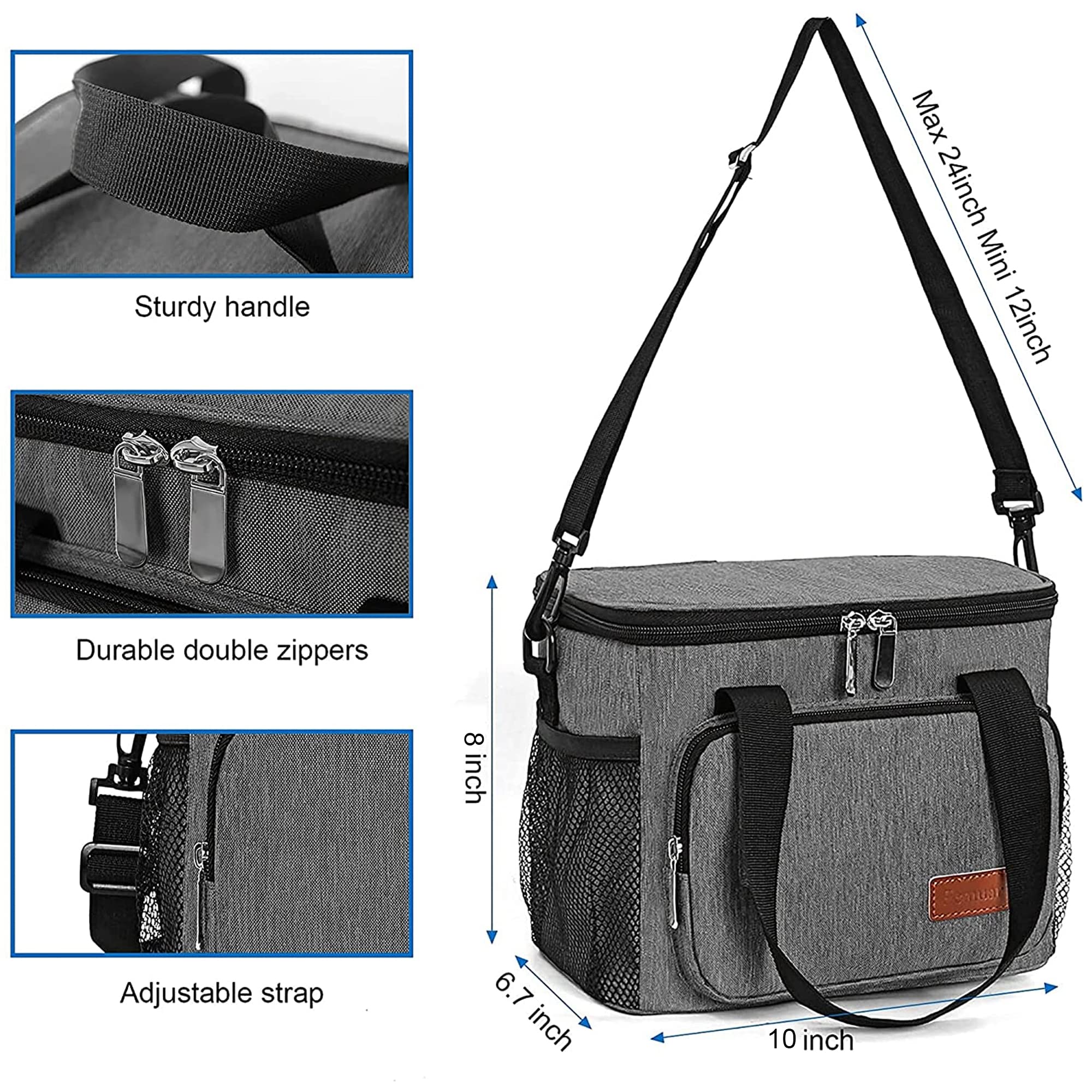 Femuar gray insulated liner close-up keeps foods fresh.