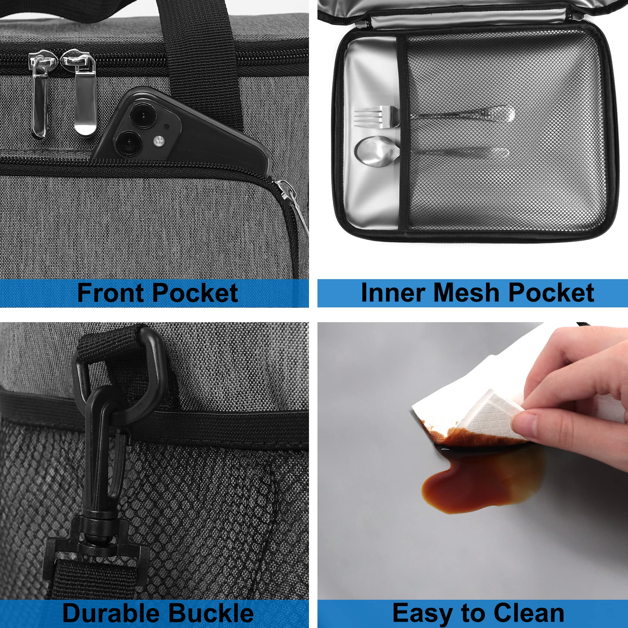 Femuar gray interior view shows multiple pockets for organization.