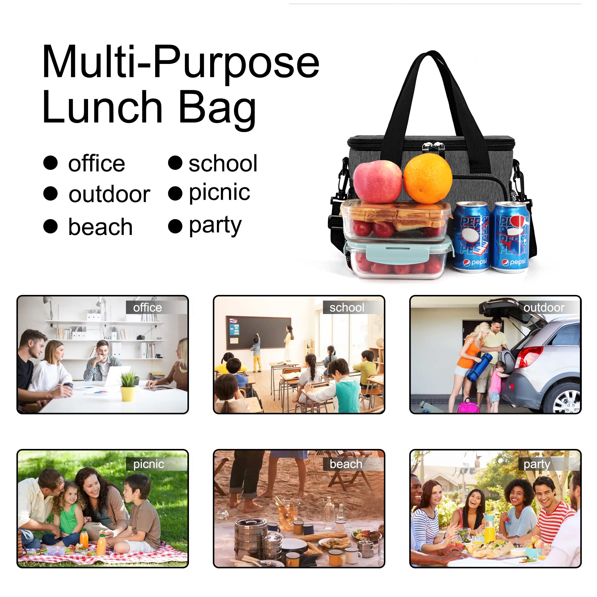 Femuar gray multi-compartment design versatile for work and travel.