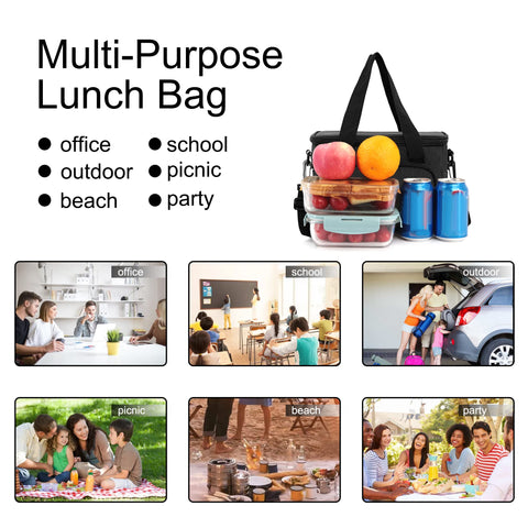 Femuar lunch bag interior-mesh-pockets keep utensils and snacks neatly tucked