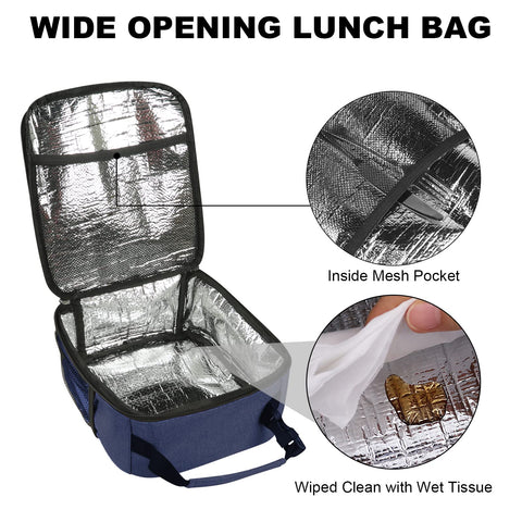 Femuar lunch box blue front pocket keeps essentials within reach.