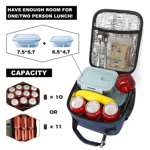Femuar lunch box blue insulated lining preserves warmth or coolness.