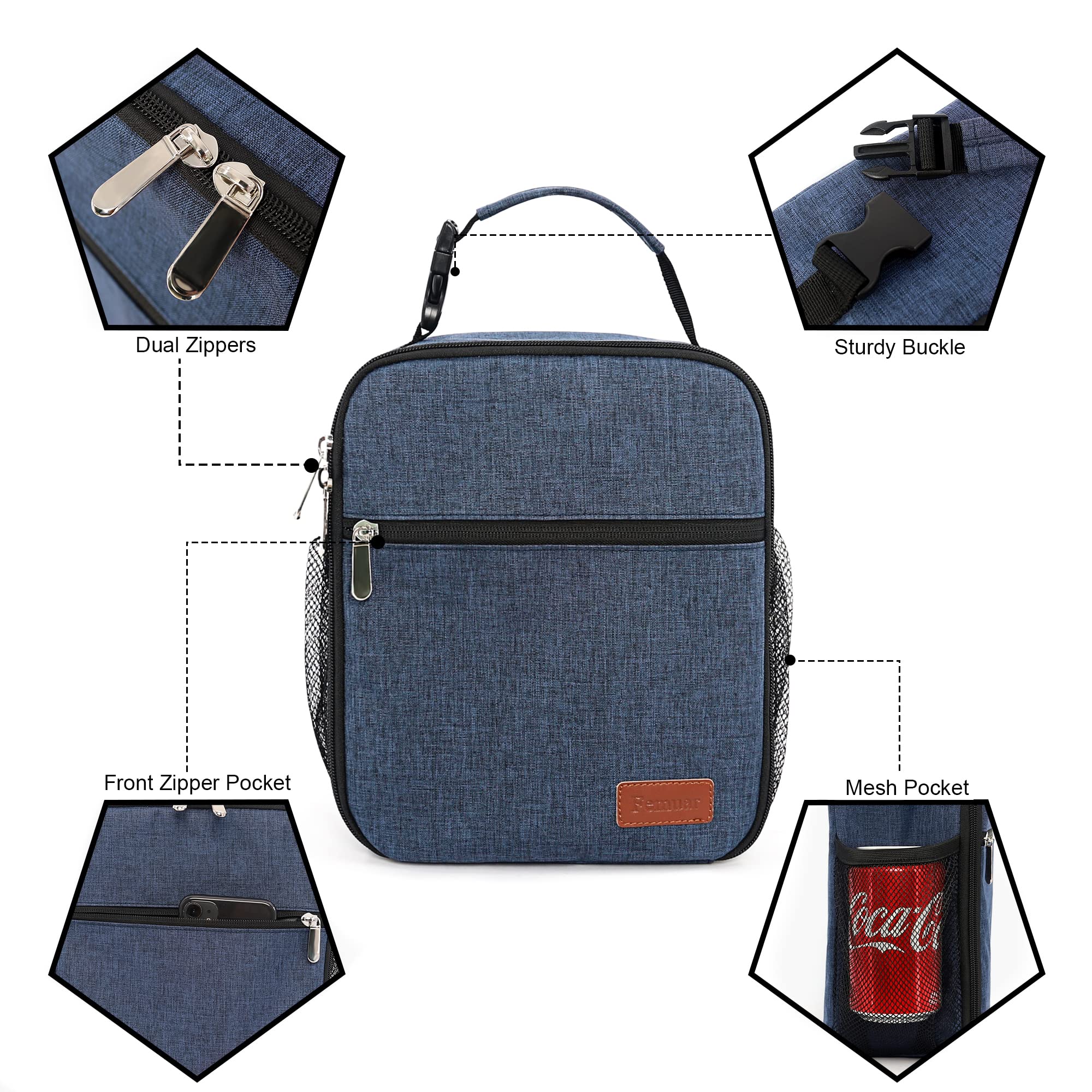 Femuar lunch box with handle buckle enables easy carrying during commutes.