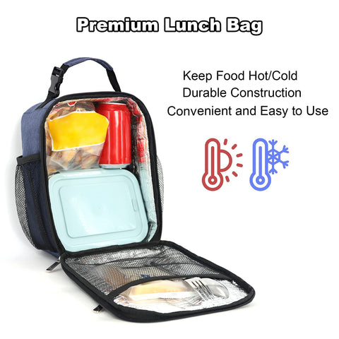 Femuar lunch box side pocket adds space for utensils and small items.