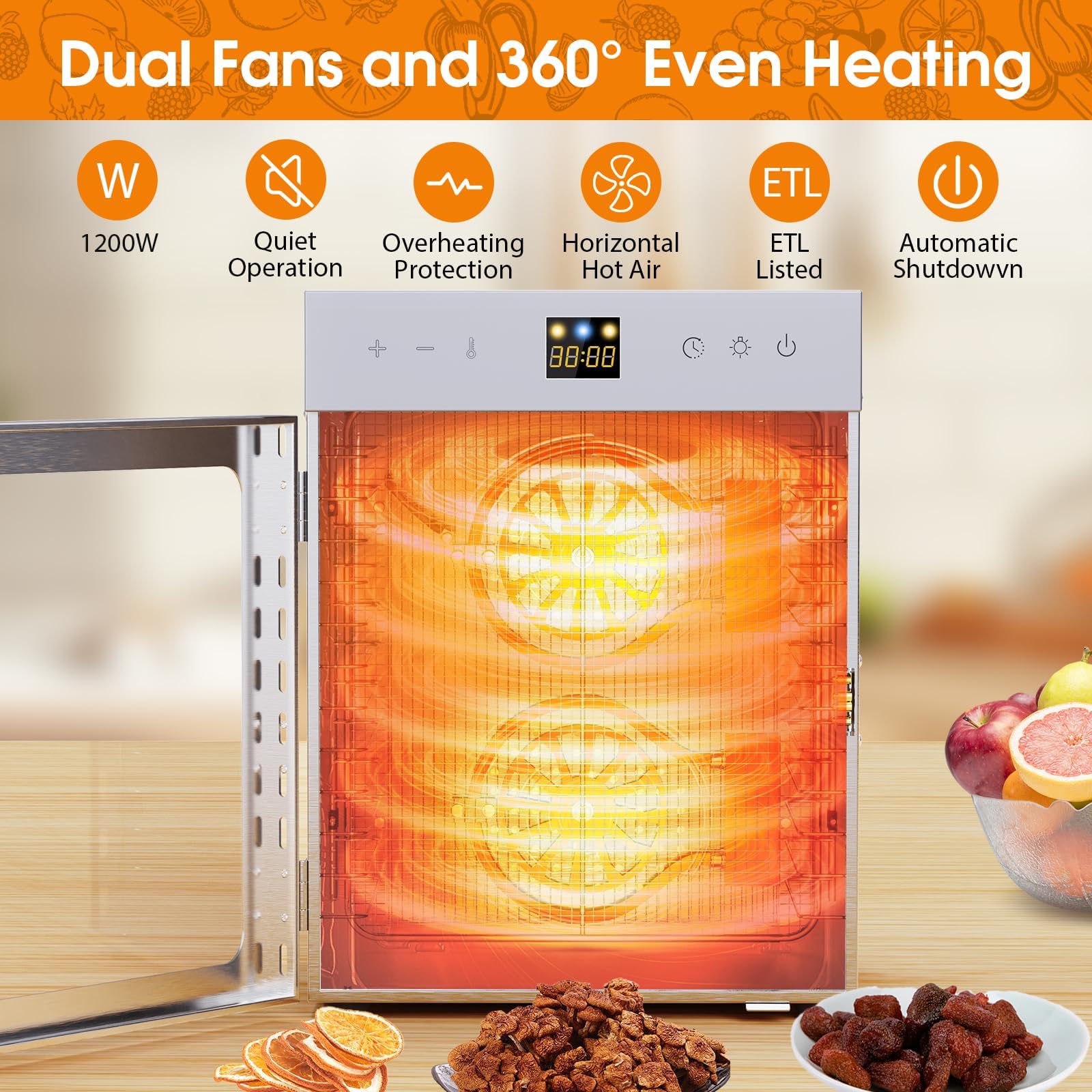 Fendia dehydrator digital timer display for precise drying sessions