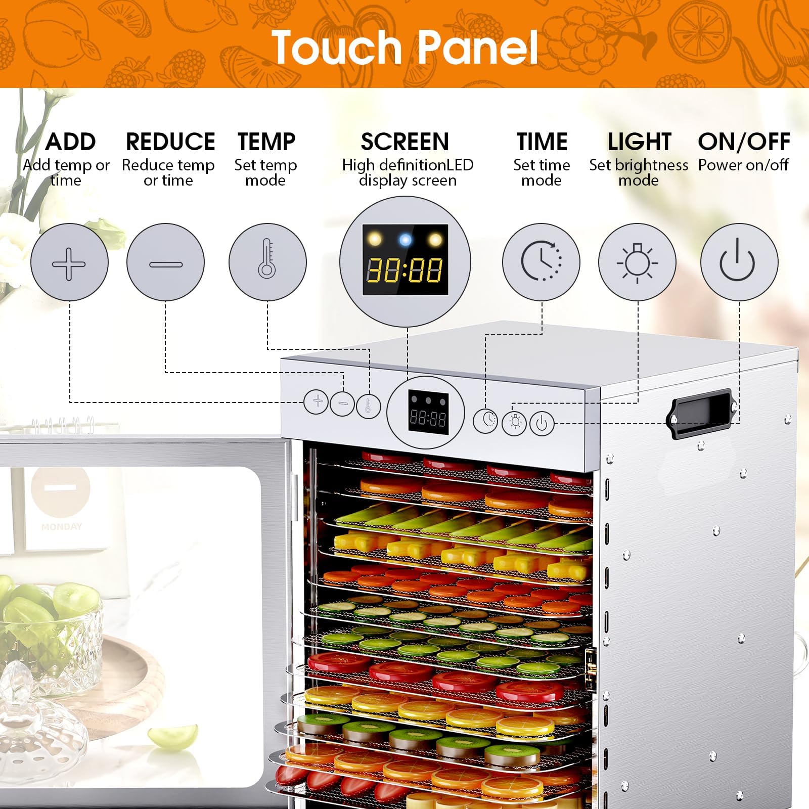 Fendia dehydrator glass front door for monitoring