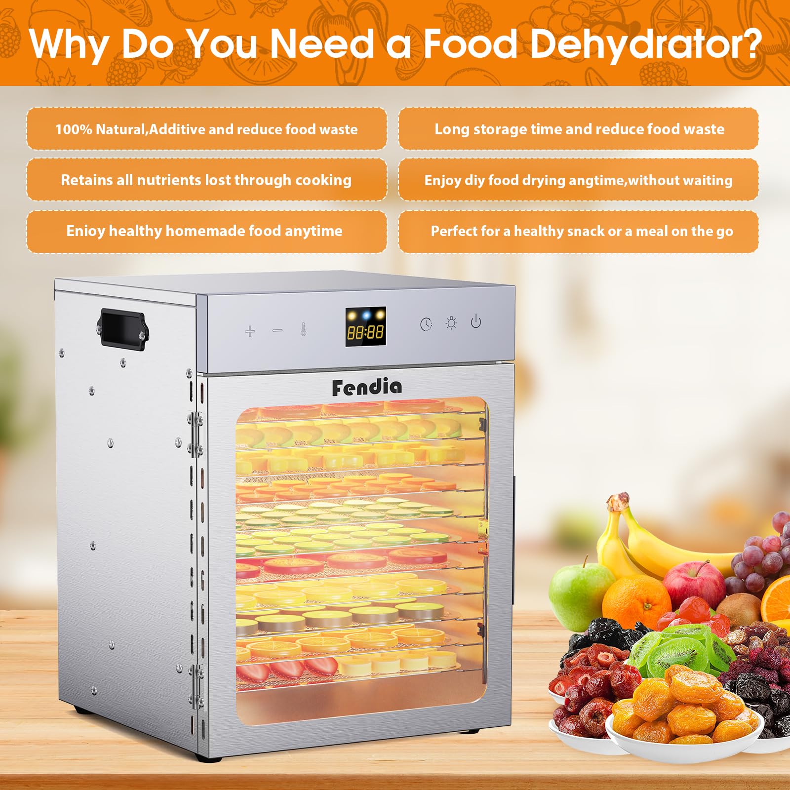 Fendia dehydrator silicone mats and drip tray for easy cleanup
