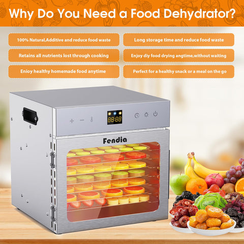 Fendia dehydrator silicone mats and drip tray simplify cleanup.