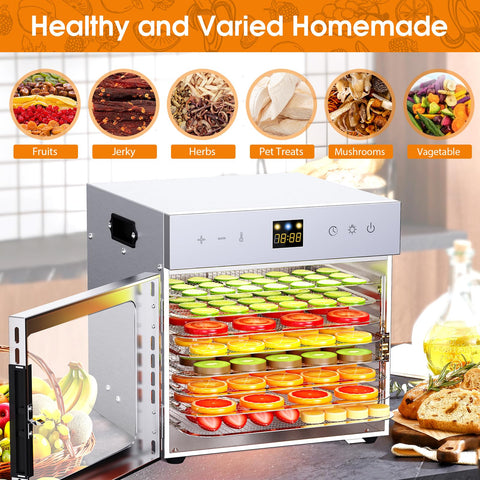 Fendia dehydrator tray assembly highlights stainless steel racks for even drying.