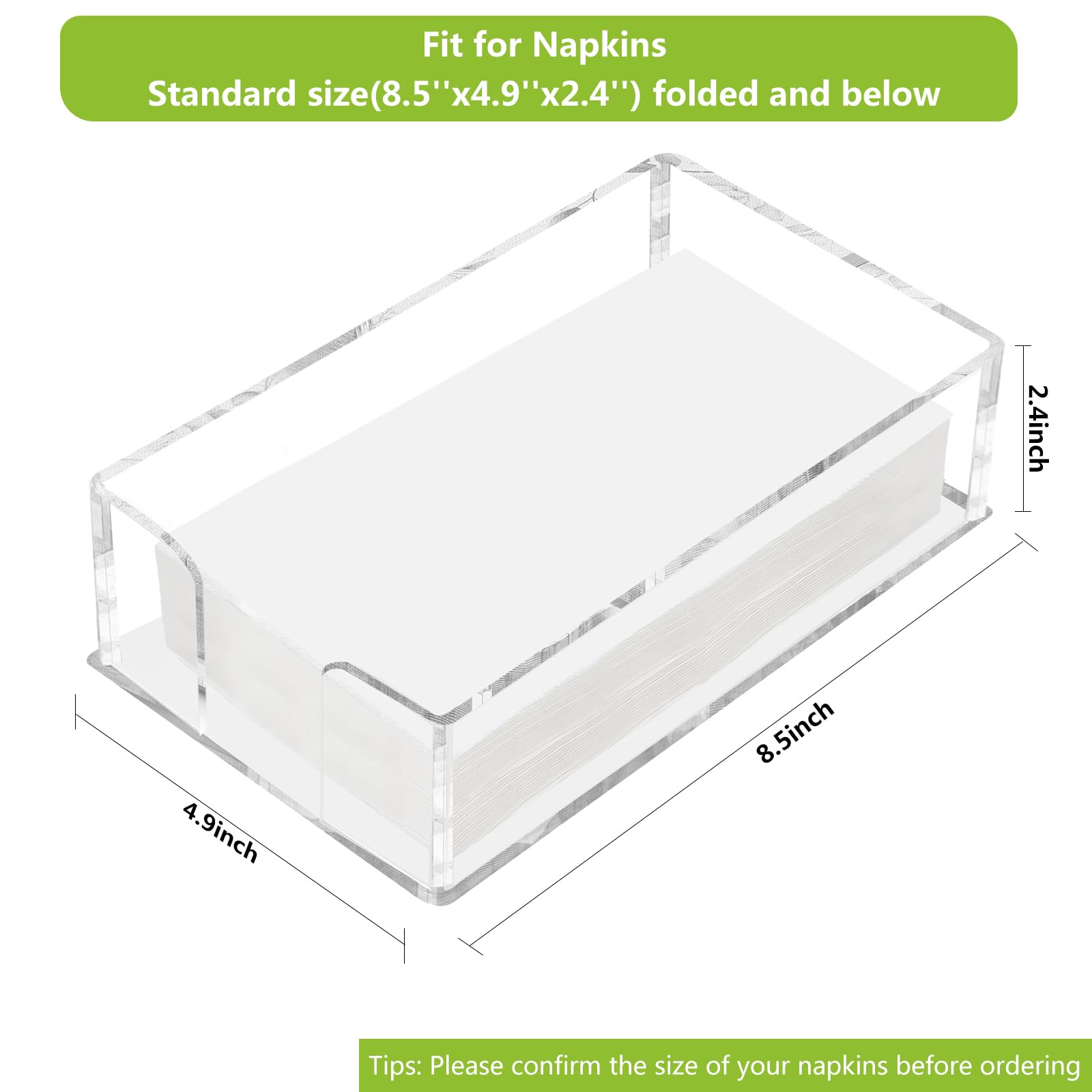 Fengzhe clear acrylic napkin holder with crystal-like look for modern decor