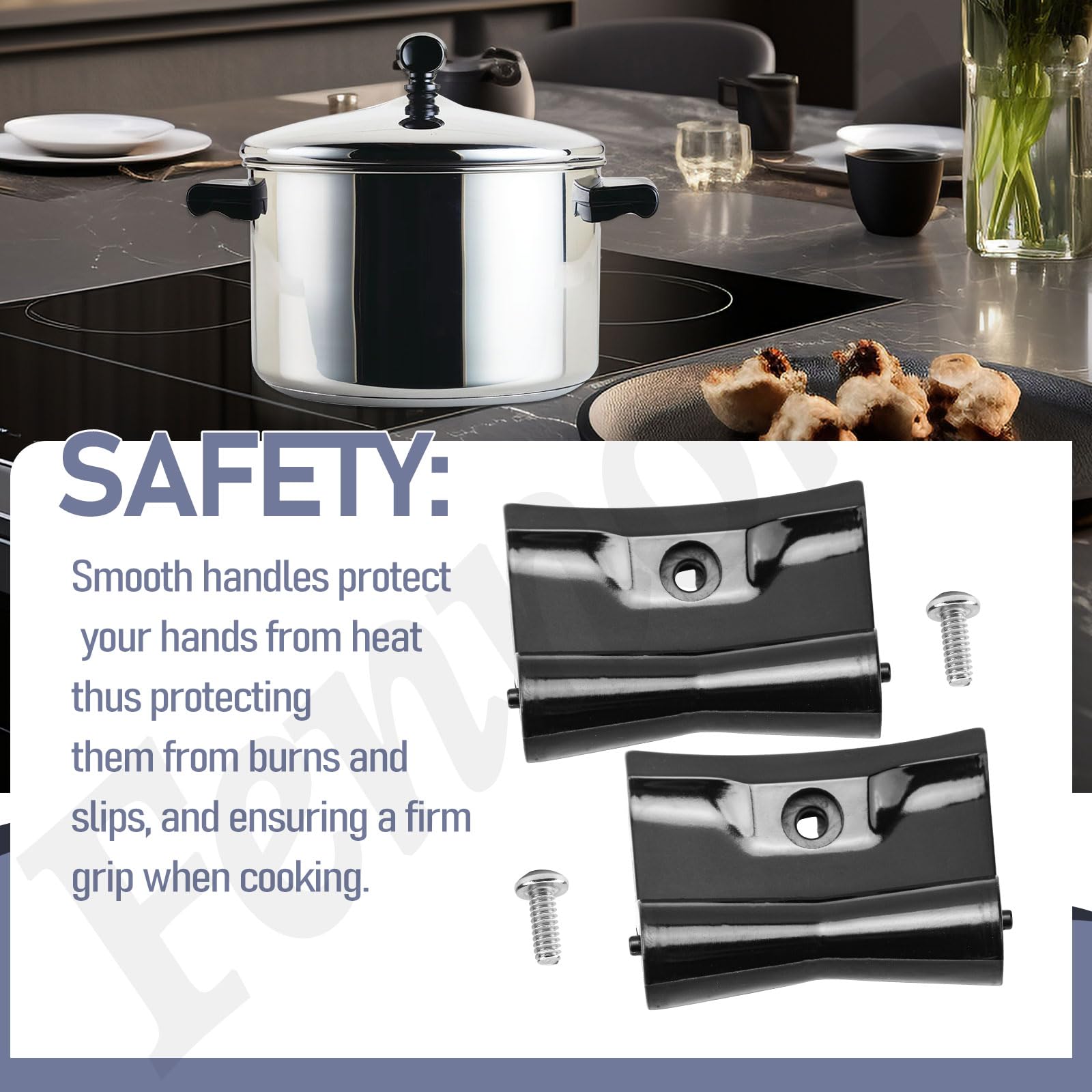 Durable non-slip handle material from Fennoral for cooking control