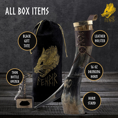 FENRIR horn with hammer bottle opener ready for celebrations