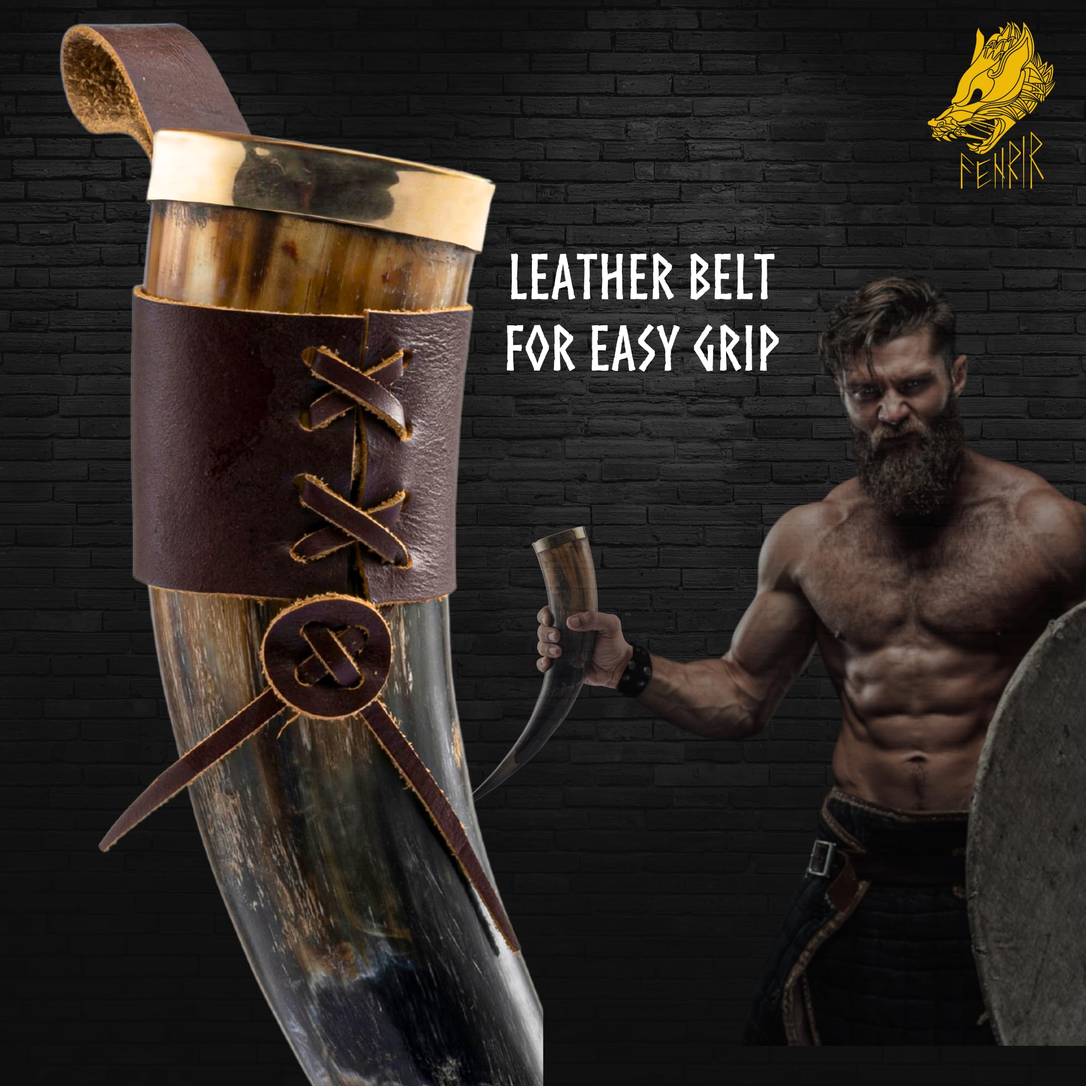FENRIR leather holster paired with horn for travel