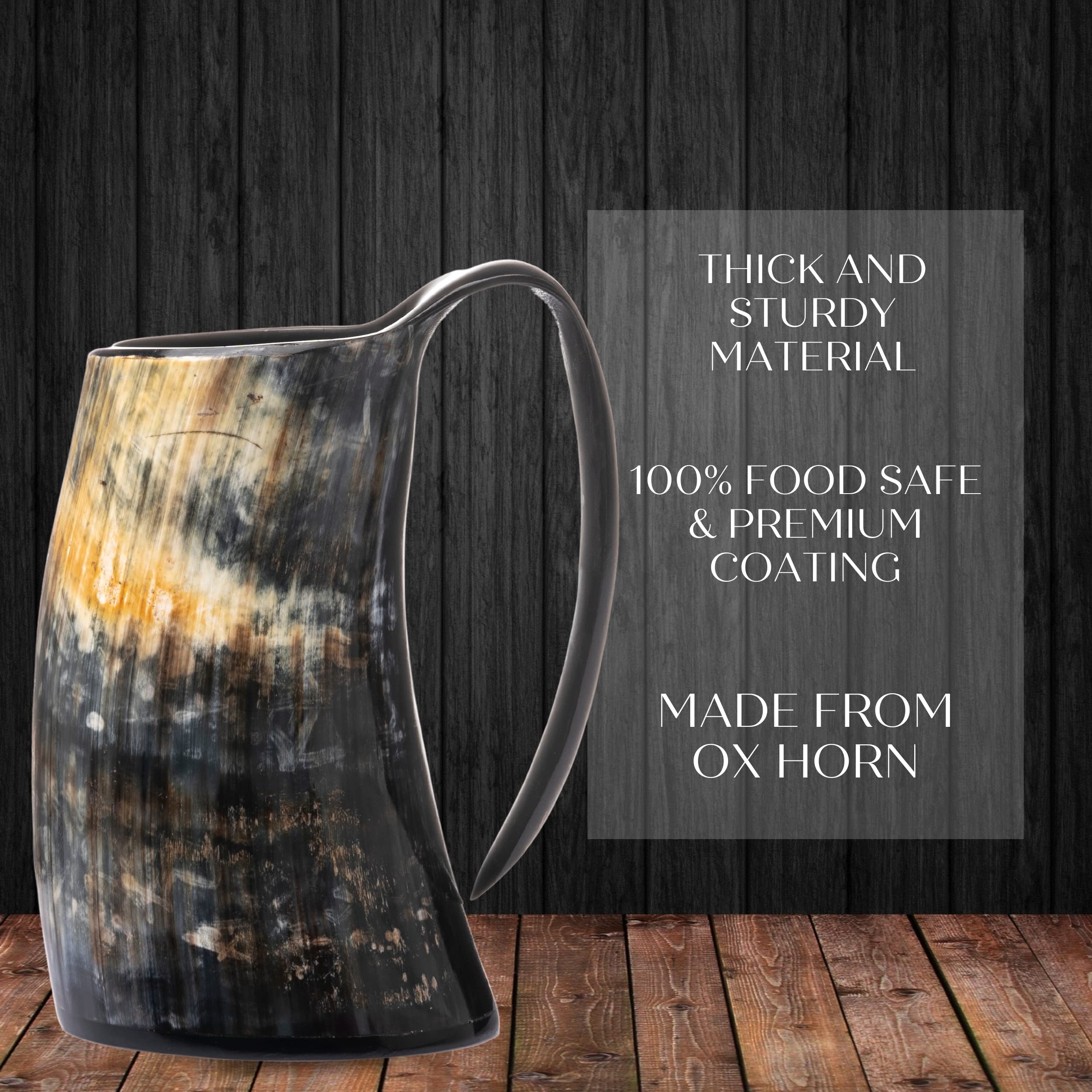 FENRIR ox horn mug handmade with natural finish for unique Norse-style gatherings
