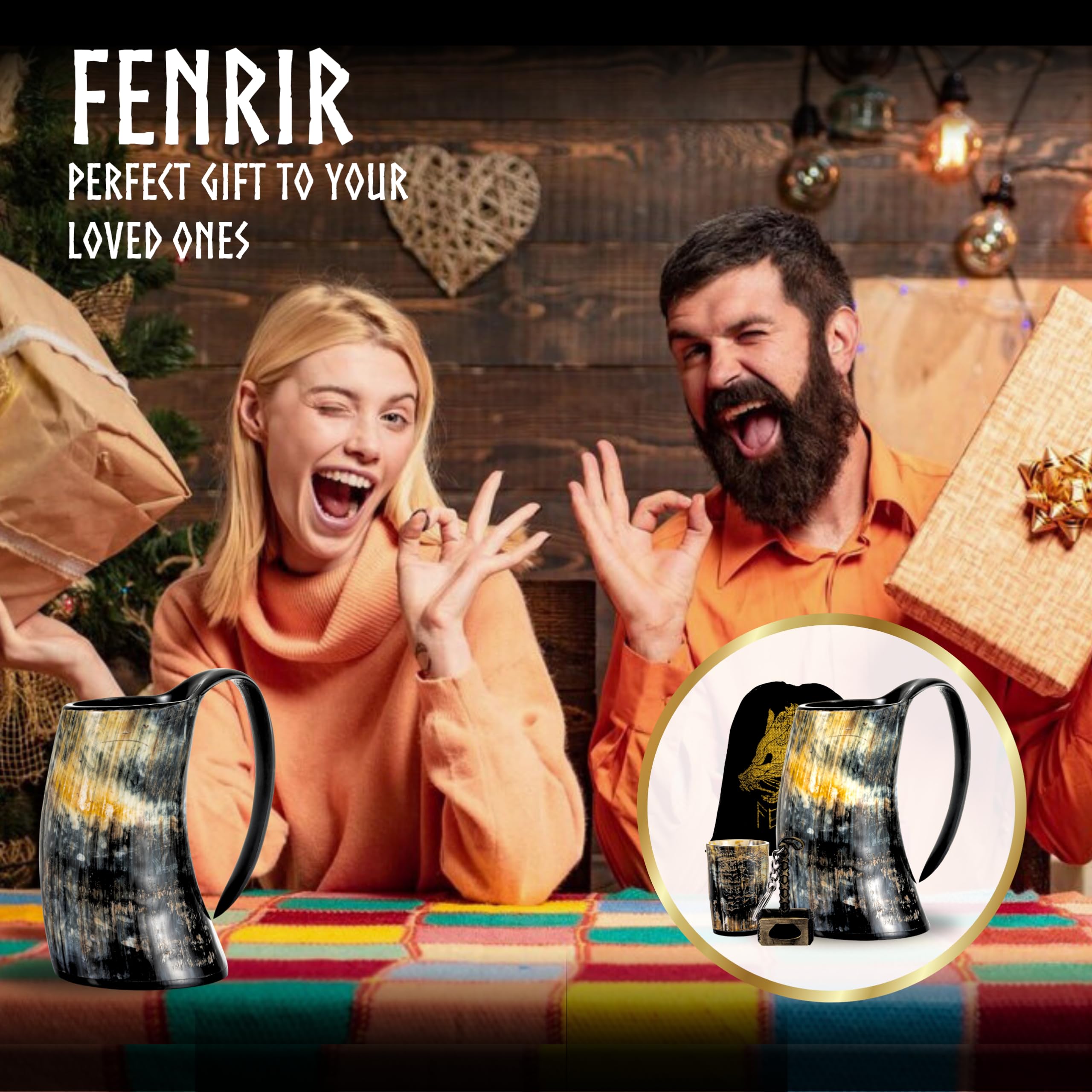 FENRIR ox horn mug with leak-proof bottom ensures spill-free servings