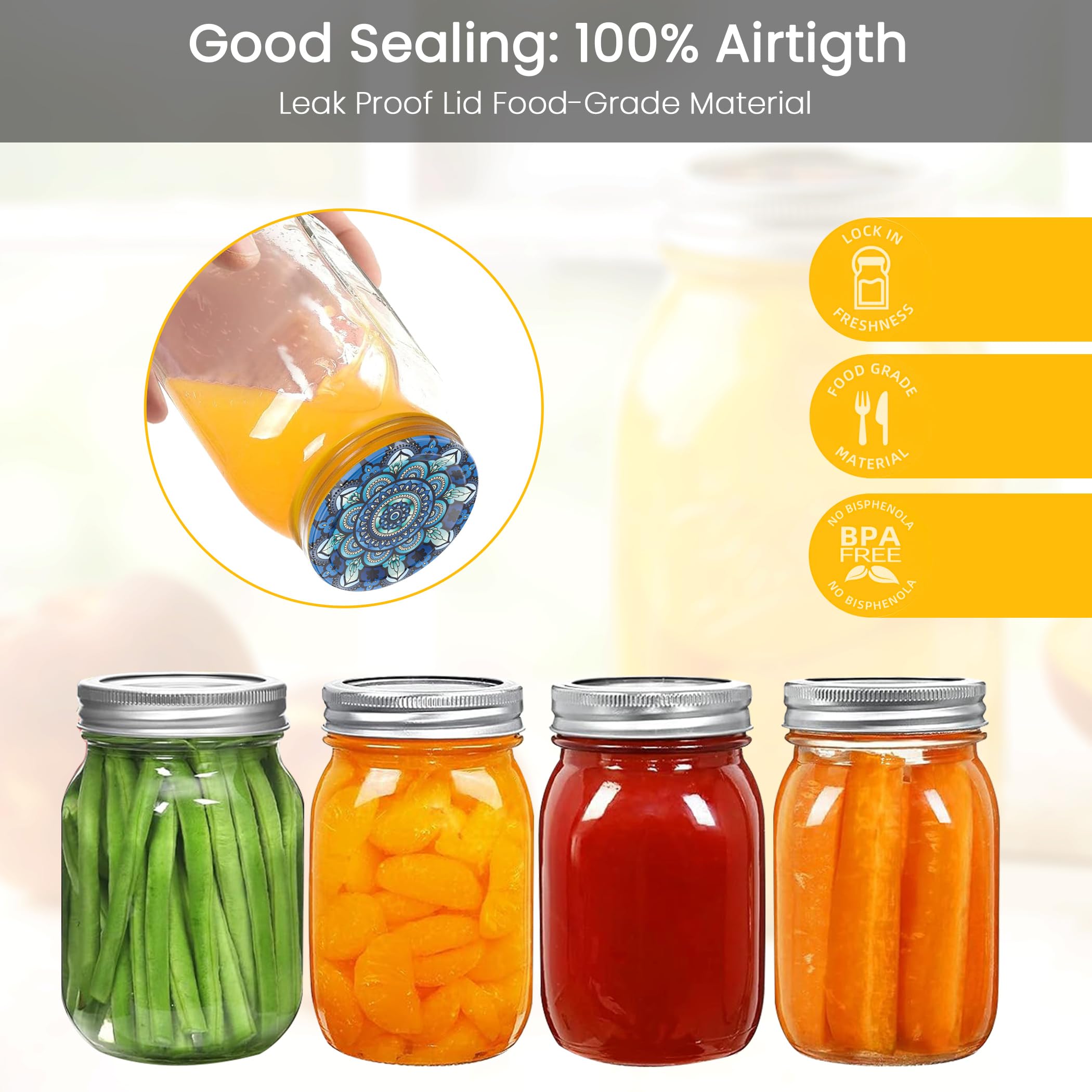 Thick mason jar lids provide rigidity and resist warping during use.