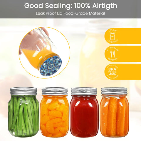 Thick mason jar lids provide rigidity and resist warping during use.